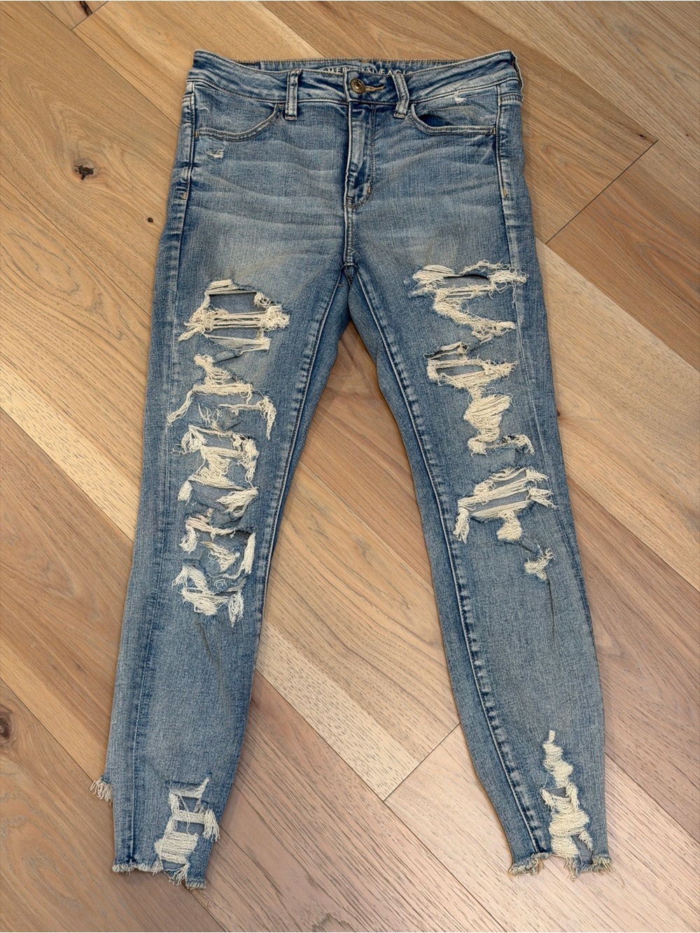American Eagle Outfitters Ripped Light Blue Skinny Jeans